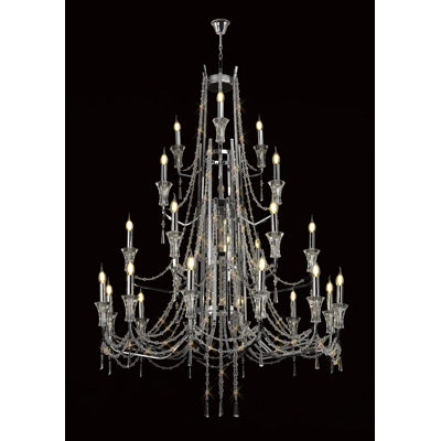 Armand Pendant 12+6+3+3 Light E14 Polished Chrome/Crystal, (ITEM REQUIRES CONSTRUCTION/CONNECTION) Item Weight: 16.5Kg