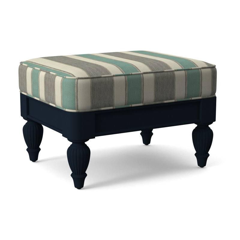Grand View Ottoman, Navy Finish, White Textured Performance; 0865-91