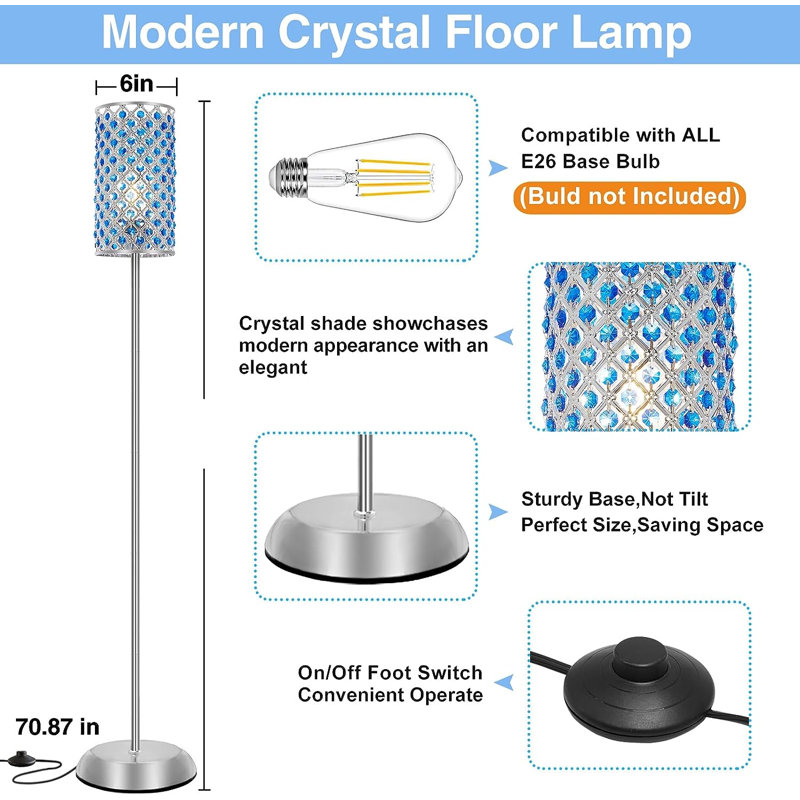 Guzalak 66.5'' Pink LED Traditional Floor Lamp, Blue