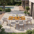 Ottie 7-Piece Powder Coated Aluminum Outdoor Dining Set with Wood-Grain Table & Cushioned Armchairs