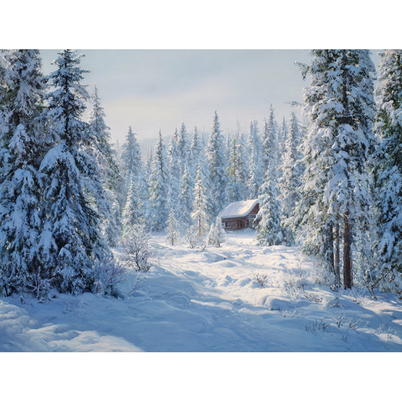 «Snowy Forest Hideaway», art mural sur toile tendue, H 12 po x l 16 po