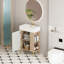 Meuble-lavabo à tablettes ouvertes avec lavabo en céramique et porte à fermeture en douceur, armoire de rangement à tablettes ouvertes sur le côté droit, assemblage requis
