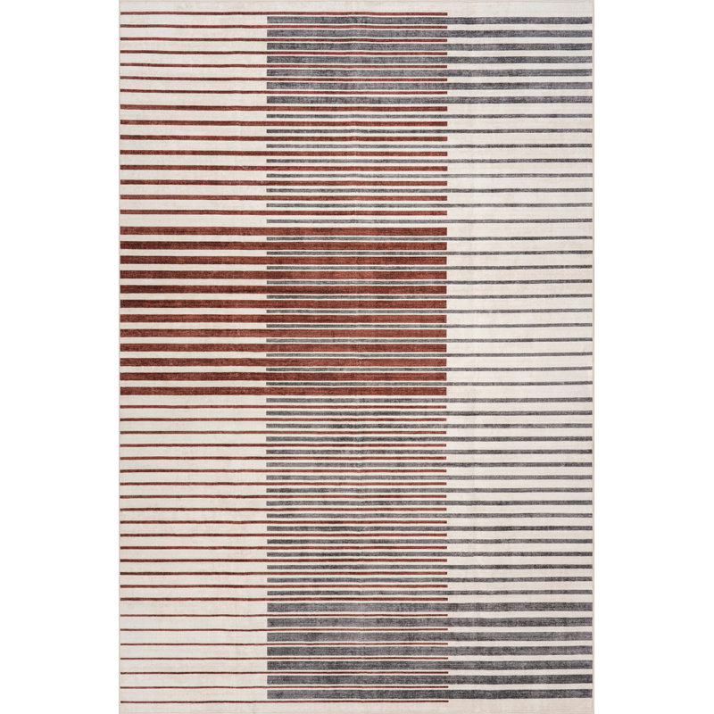  Tapis à rayures Ondelia, Brun, Tapis de couloir de 2 pi 6 po x 8 pi