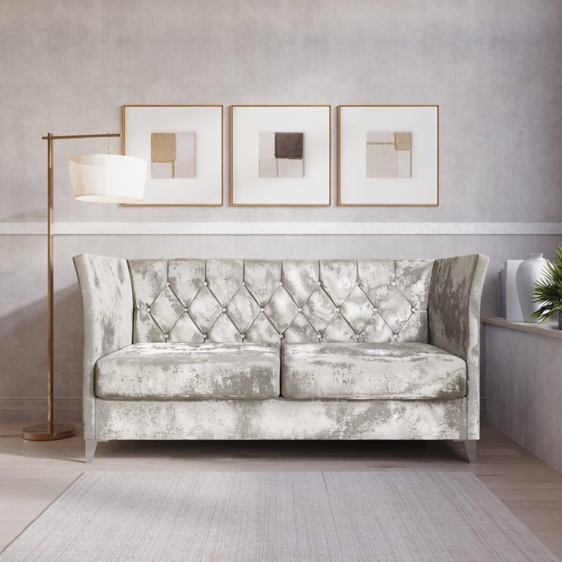 Canapé en velours à accoudoirs évasés de 68,9 po Northam, Gris argenté