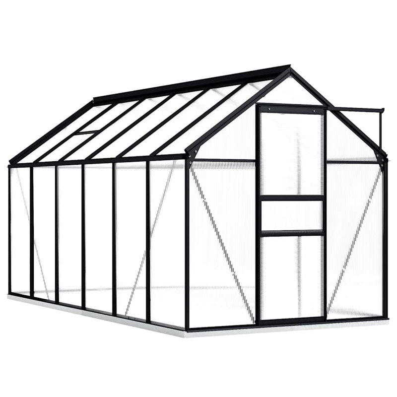 Serre d'extérieur en aluminium et polycarbonate anthracite et transparent Greenhouse, 74.8" H x 74.8" W x 79.5" D