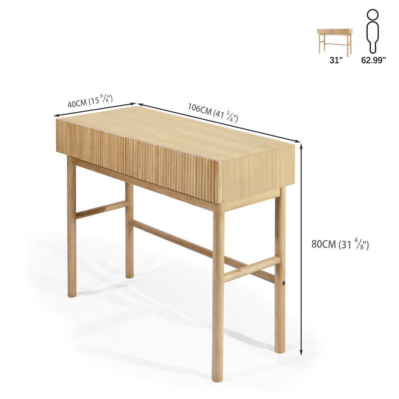 Darthie Solid Wood Console Table, Natural Wood