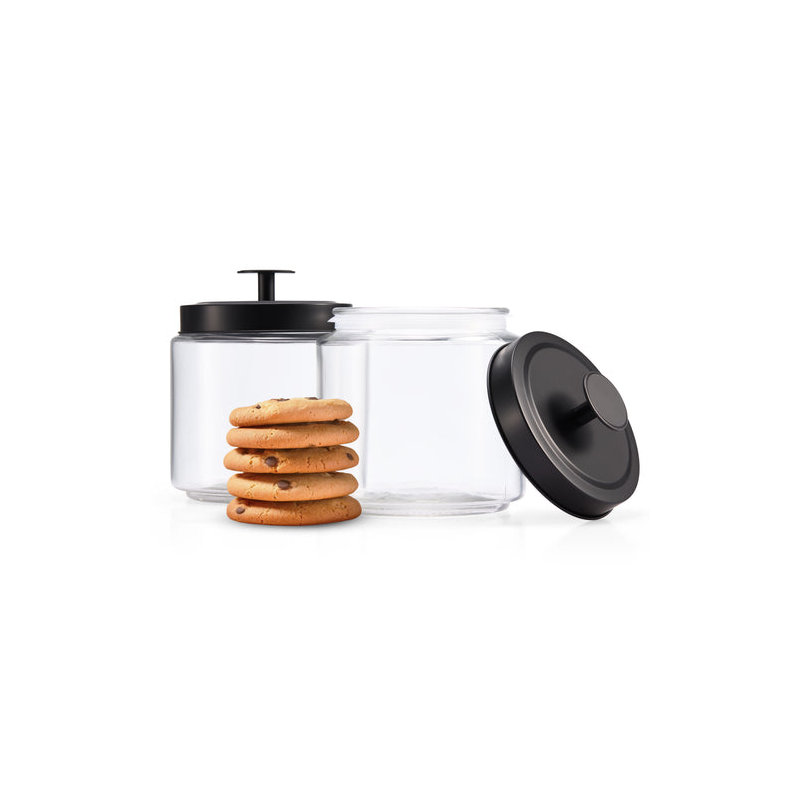 Boîtes de rangement en verre kook, 50 oz, ensemble de 2, couvercle noir