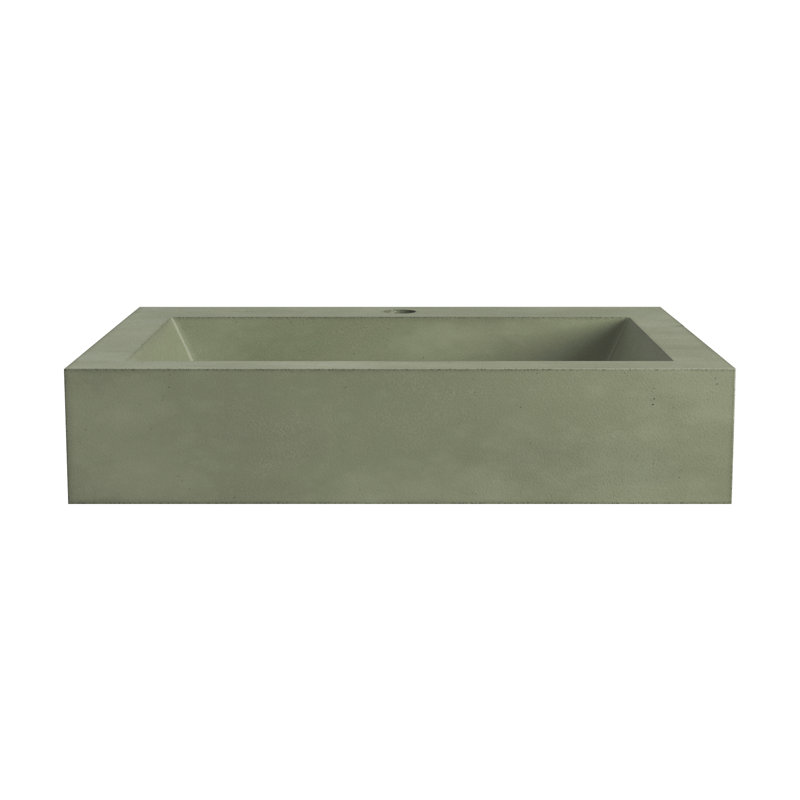 Natoma 24" Wall-Mounted Concrete Rectangular Bathroom Sink, Sage, Single-Hole Faucet