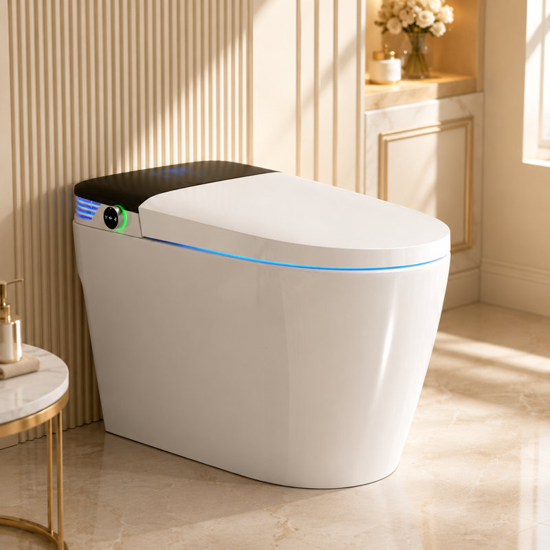 BCANHOME Smart Toilet with Tankless Bidet Wash, Auto Open Lid, 1.28 Gallons Auto Dual Flush, Heat Seat, Warm Wash/Dryer, Soft Closing, Remote Control