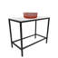 Ensemble d'évier console rectangulaire en métal avec vasque en verre et surface en bois massif - Collection Luminous-102480562-102480548