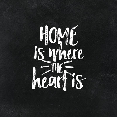 Home Heart Chalk - Wrapped Canvas Print