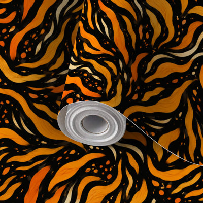 Papier auto-adhésif à peler et coller papier tigre à rayures orange répétées sans soudure jungle auto-adhésif et amovible 17,7 po x 118 po (45 x 300 cm)