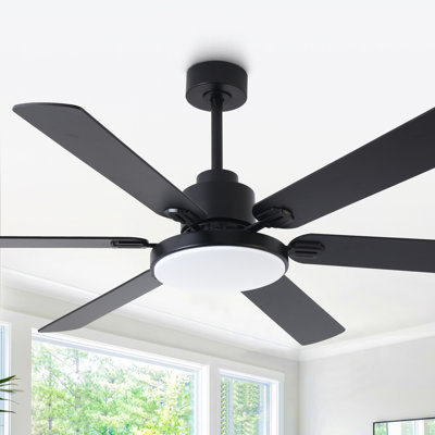 Barbaraann Industrial 60-Inch Large LED Ceiling Fan with Light Kit And Remote