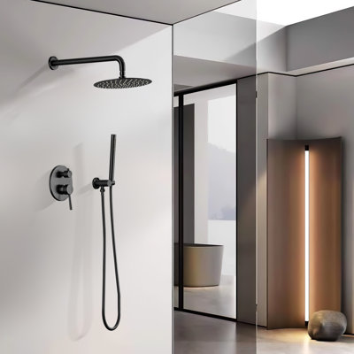 Rain Shower System,wall Mounted Shower Set For Bathroom With 10" Rain Shower Head Handheld Shower Set