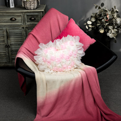 Coussin décoratif décoratif rose et blanc 13 x 15 pouces