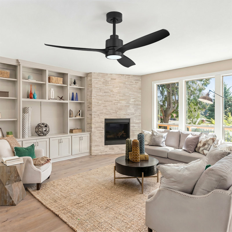 Ventilateurs de plafond 48 po avec éclairage à DEL, ventilateur de plafond imperméable avec télécommande, 3 pales en ABS