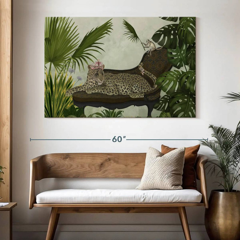 Chaise longue léopard, H 34 po x l 51 po