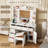 Makeup Vanity with 3-color Lighting Mirror, Outlets, Stool, Storage Drawers and Cabinet-167478792