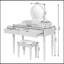 Ensemble de coiffeuse de luxe avec miroir rond, hauteur réglable, coiffeuse, 4 tiroirs et tabouret-1140533597