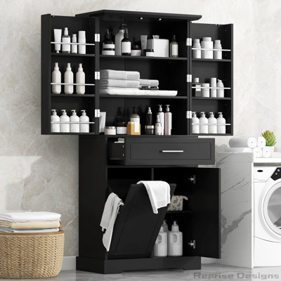 Freestanding Bathroom Storage Cabinet with Tilt-Out Laundry Hamper