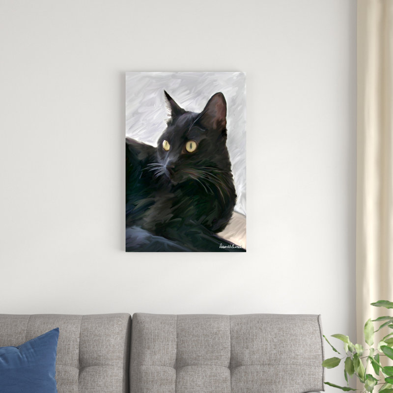 Portrait de chat noir, H 30 po x l 20 po x P 1,25 po