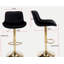 Repose-pieds et base chromés, ensemble de 2 chaises de bar en cuir de velours à hauteur réglable et pieds dorés, noir
