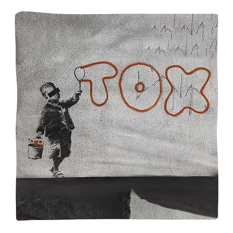 Banksy Graffiti No Pattern Square Napkin, 10" x 10", Poly Twill