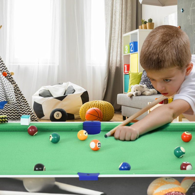 32" Removable Portable Mini Pool Table, Compact And Space Saving, With 2 Cues, 16 Balls, Triangle