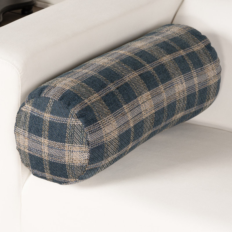 Canvey Prussian Throw Pillow, Polyester, Bolster 8"H x 21"W, Navy Plaid