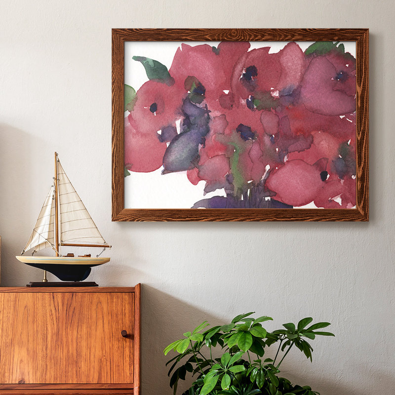 Floral I, impression sur toile encadrée, Cadre érable, H 26 po x l 38 po x P 1,5 po