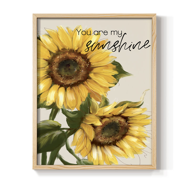 «You Are My Sunshine», reproduction encadrée - bois massif, H 15 po x l 12 po