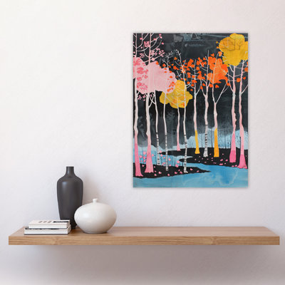River Birch Trees Watercolour Wall Art Print
