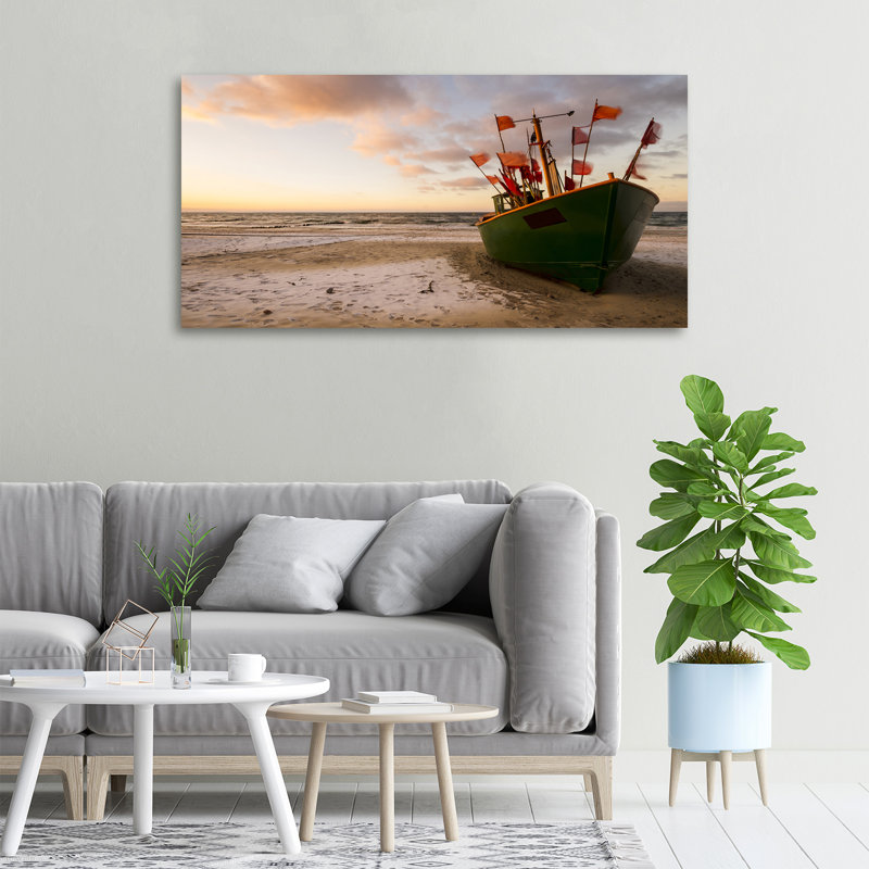 Fishing Boat Beach - Wrapped Canvas Print