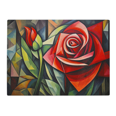 Rose Cubism No.2  Glass Chopping Board