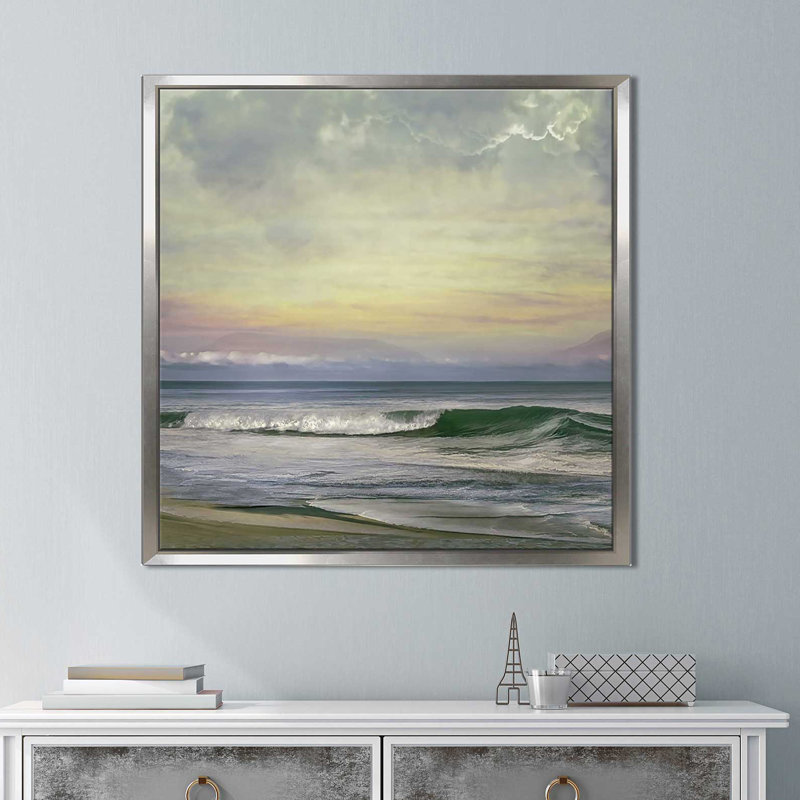 «Our View», reproduction, H 21,5 po x l 33,5 po x P 2 po, Cadre flottant argent