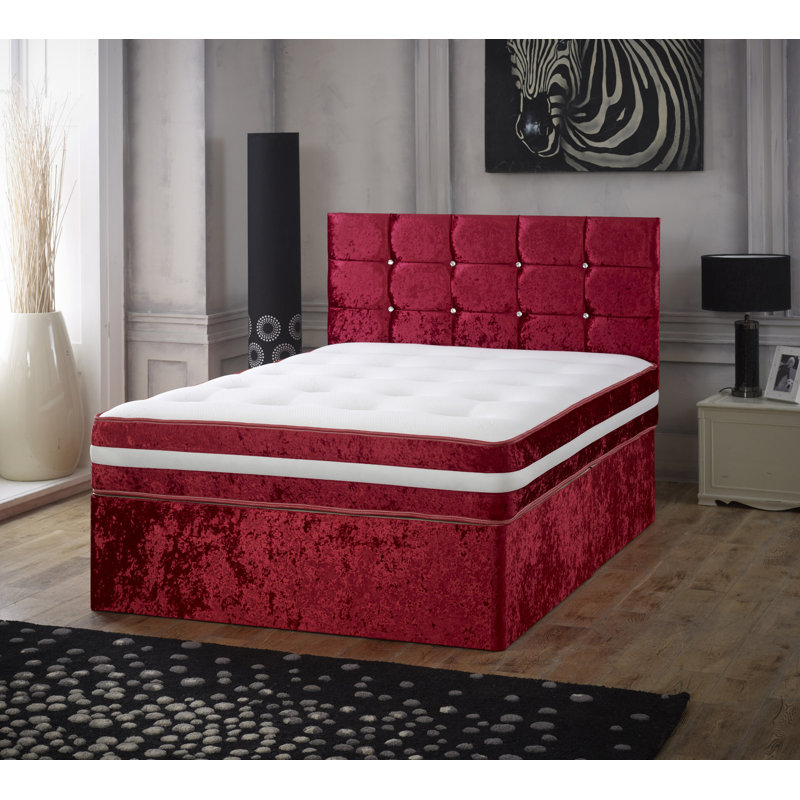 Ceda Pocketsprung Divan Bed Set, Red, No Drawer, Kingsize (5')
