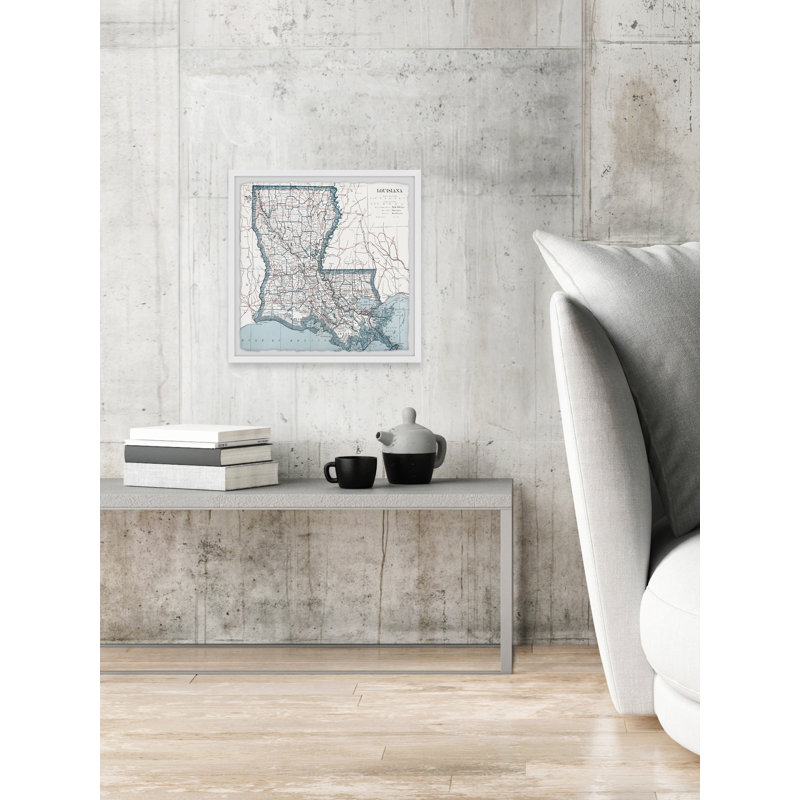 «White Louisiana Map», cadre photo, H 32 po x l 32 po x P 1,5 po