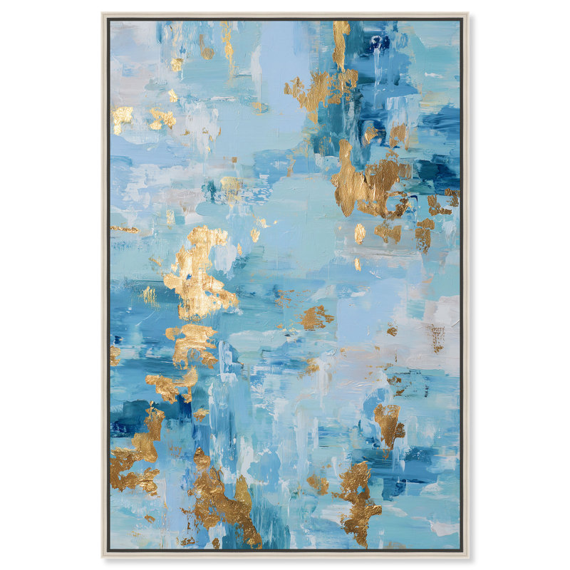 "Gilded Ocean III", reproduction d'art acrylique encadrée par Art Remedy, cadre blanc, 10 x 15, H 16 po x l 11 po