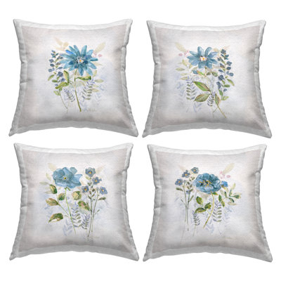 Ensemble de 4 coussins décoratifs à motif floral organique par Kevin Daniel (ensemble de 4)