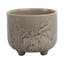 Pot de fleurs en céramique en grès avec texture botanique surélevée et base à pieds - Décoration de jardin décorative moderne