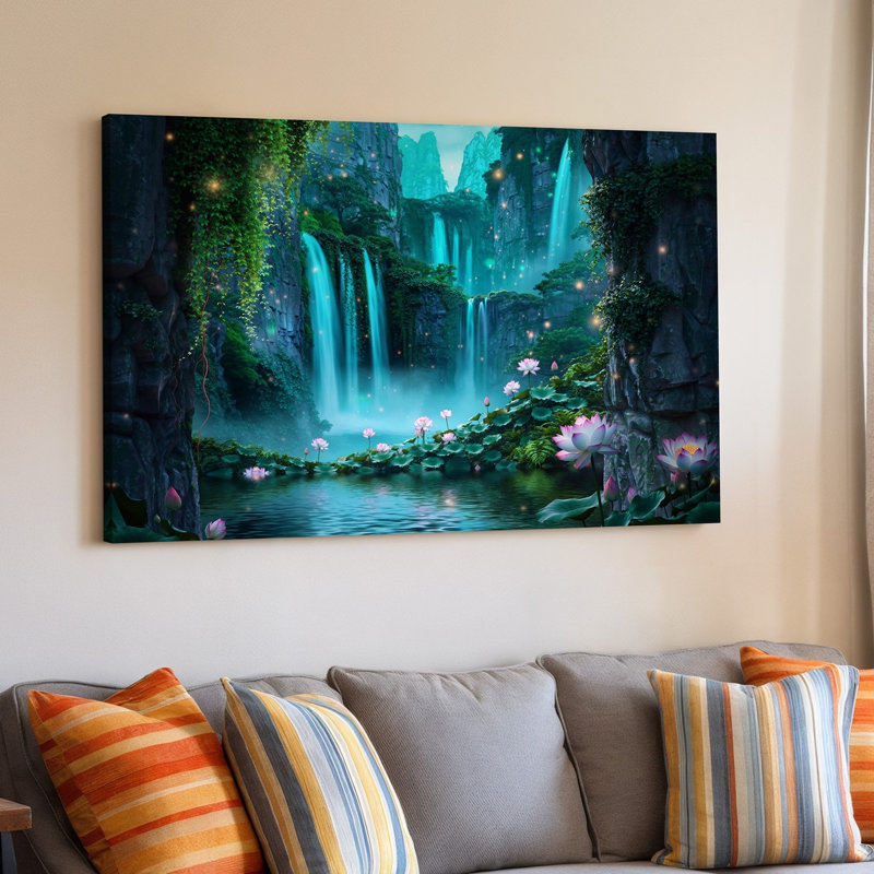 Toile «Mystical Enchanting Scene Représentant A Lush Vibrant Canyon Illuminated» par Soft Light, H 20 po x l 30 po