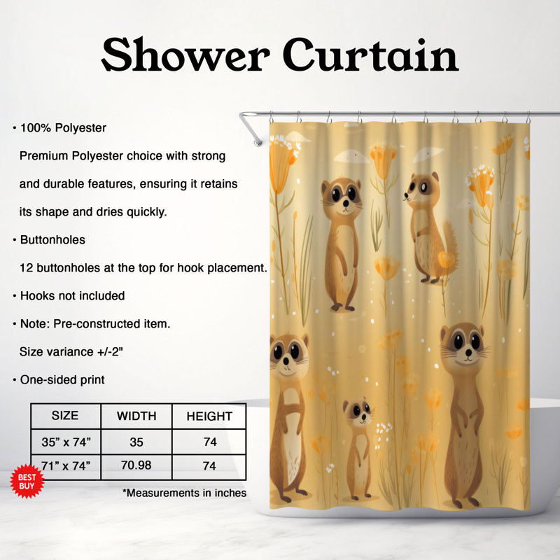 Rideau de douche Mekerat Charm - Premium, L 71 po x L 74 po