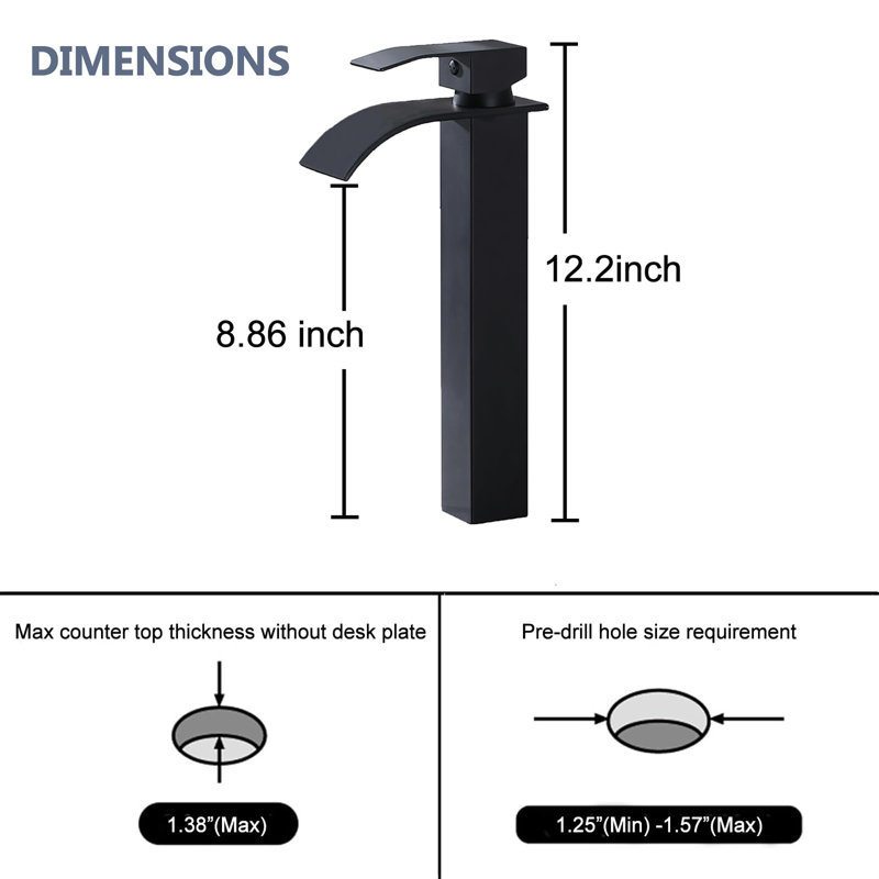 Robinet de salle de bain à un trou, robinet de salle de bain à poignée simple