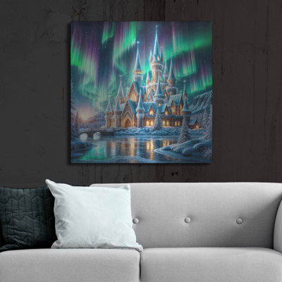  «Magical Castle Under Northern Lights» par Rey Klimt, art mural en métal