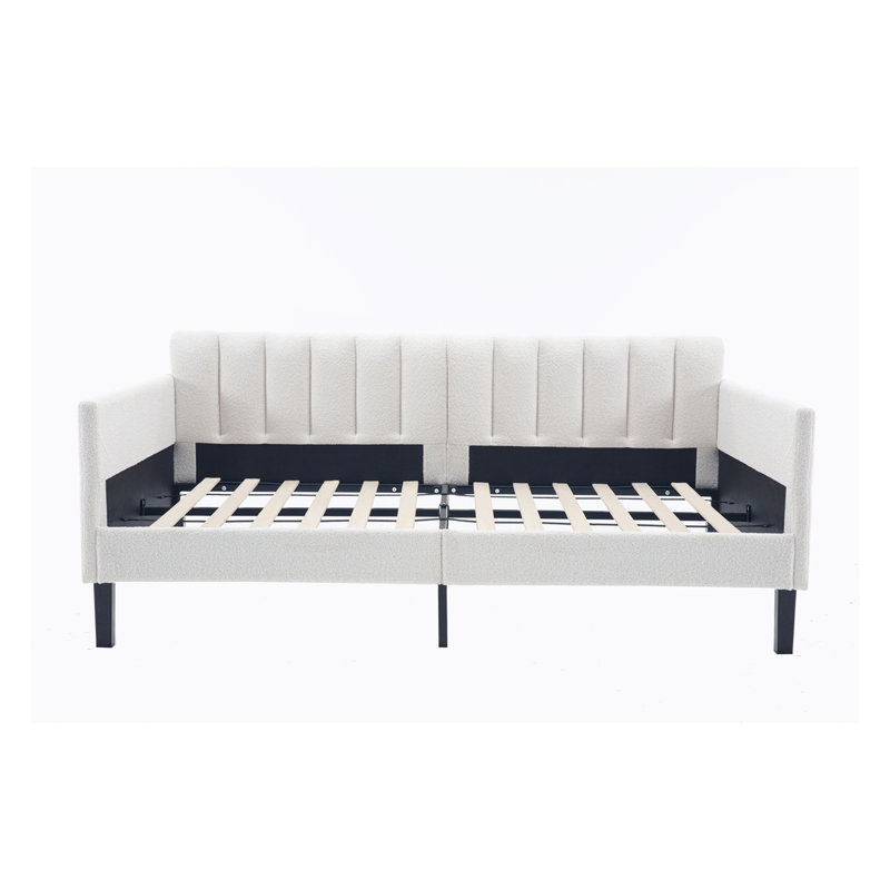 Elena Twin Size Upholstered Daybed, Twin, Ivory Boucle
