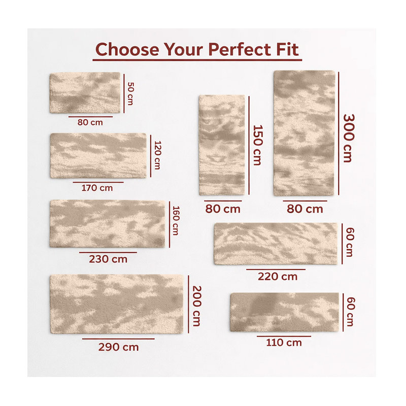 Machine Tufted High Pile Shag Area Rug(Ultra Soft & Fluffy), Rectangle 160 x 230 cm, Tye Dye Beige