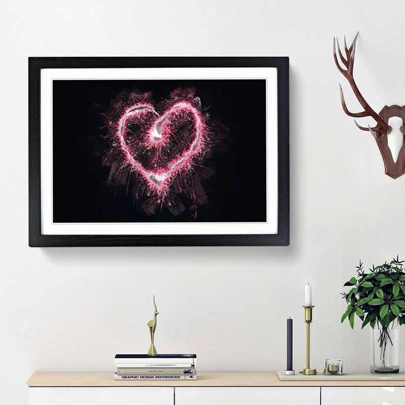 Spark of Love in Pink in Abstract - Framed Print, Black Framed, 48cm H x 65cm W x 2cm D