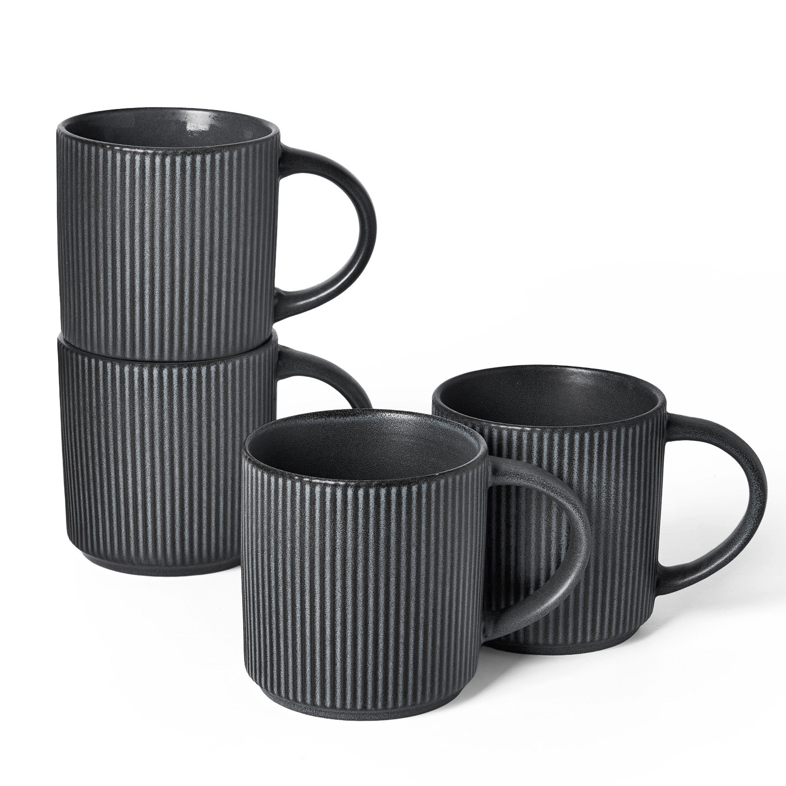 Azal Stoneware Coffee Cup, 16 oz, Matte Dark Charcoal