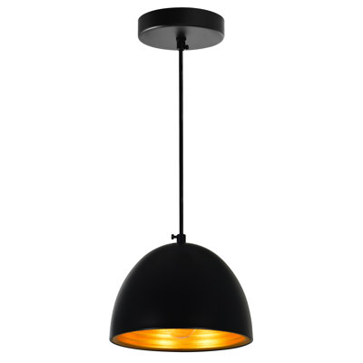 Luminaire suspendu noir 7 pouces - 1 lumière avec abat-jour dôme en bronze texturé pour la cuisine, l'îlot ou la table de salle à manger