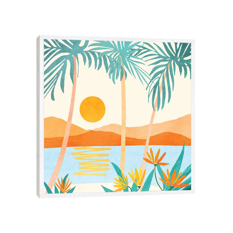 Bali Sunset - Print on Canvas, White Floater Framed, 93.98cm H x 93.98cm W x 3.81cm D